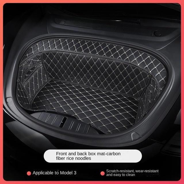 For Tesla Model 3 / Y 2020-2023 Front Rear Trunk Mat Car Leather Trunk Storage Pad Bottom Protector Pad Car Interior Decoration