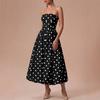 Moda europea e americana top a tubino senza maniche vestito con vita a pois gonna ampia stile temperamento gentile