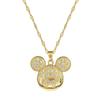 Cartoon Mickey Minnie Mouse Studded with Zircon Necklace for Women Girl Stainless Steel Chain Sweet Gift for Friends Fans