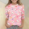 Kids Animal Print Crew Neck Three Quarter Sleeve Casual T Shirt Soft Fabric Comfortable Fit Lightweight Design for Everyday Wear