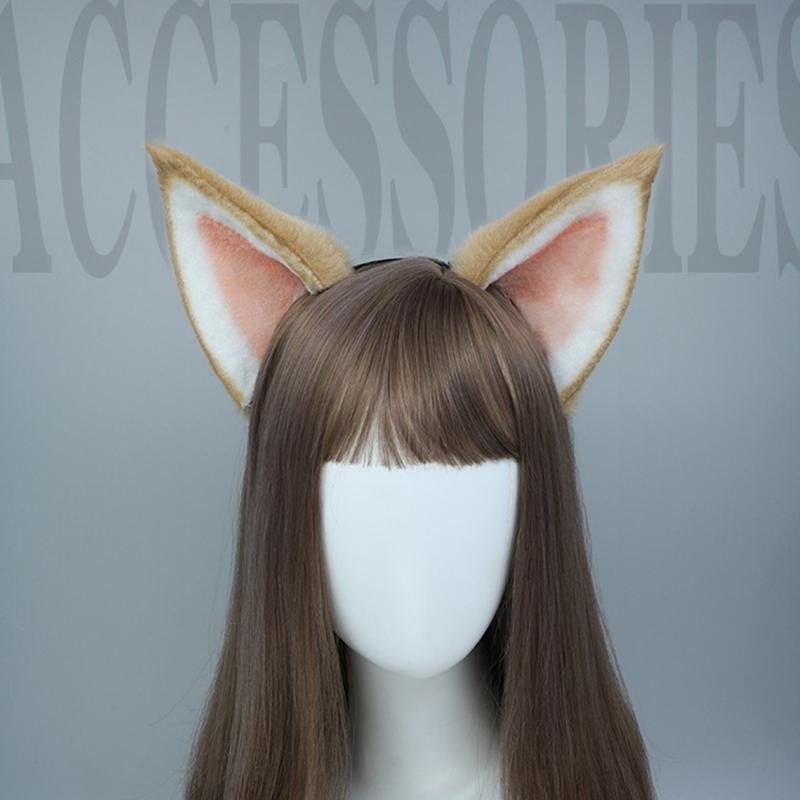2 Stück für Katzenohren und Wolfshund Tier Schwanz Cosplay Kostüm Kunstfell Haarspange Kopfschmuck Halloween Geburtstagsfeier Plüsch S