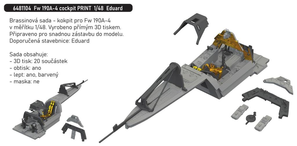 Eduard Cockpit Plastic Model Parts EDU6481104 1/48 Fw190A-4 (for Eduard) (Airplane)
