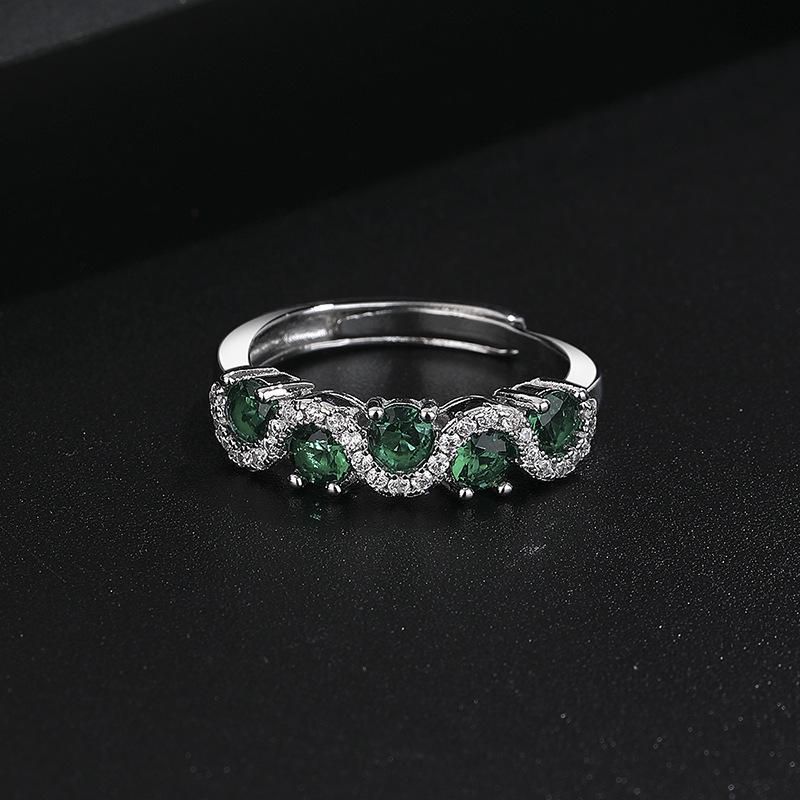 Women's Color Gem Wave Ring - High-Quality Light Luxury Fashion with Twisted Wire Design