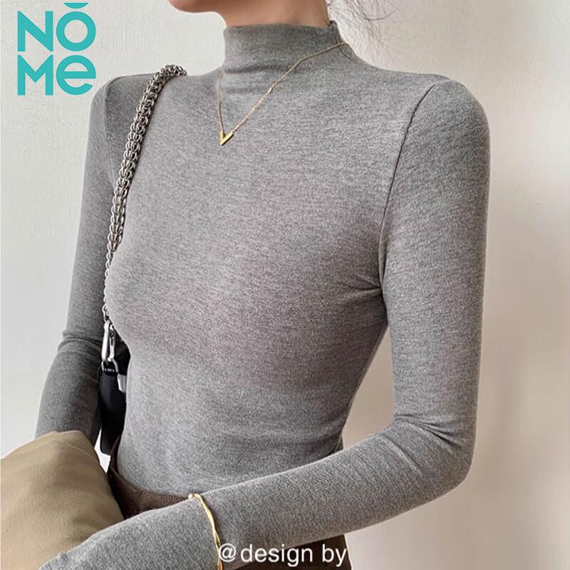 NOME Women s Modal Semi-High Neck Long Sleeve Top L