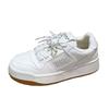 Round head muffin sole student campus lace-up casual board shoes women's 2025 spring and summer new versatile thick-soled white shoes
