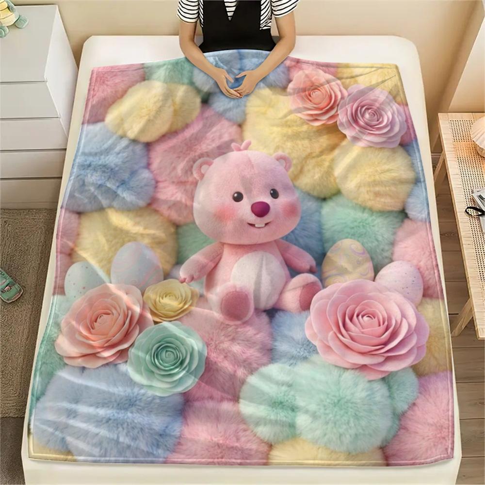 1Pc Loopy Print Flannel Blanket, High Quality Comfortable for All Seasons, Home Decor, Warmth and Comfort, Perfect for Christmas Gifts