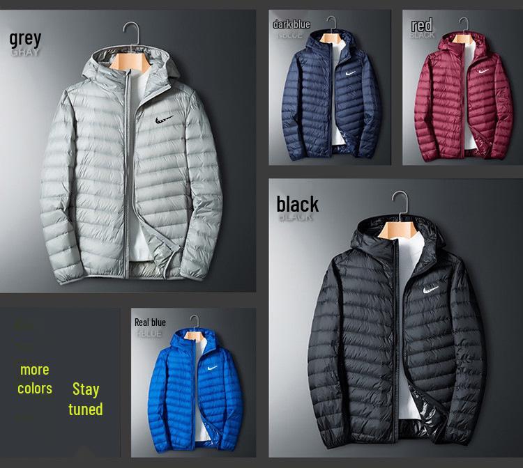 Jachetă de puf ușoară pentru bărbați, mărimi mari, casual și rezistentă la vânt pentru toamnă/iarnă