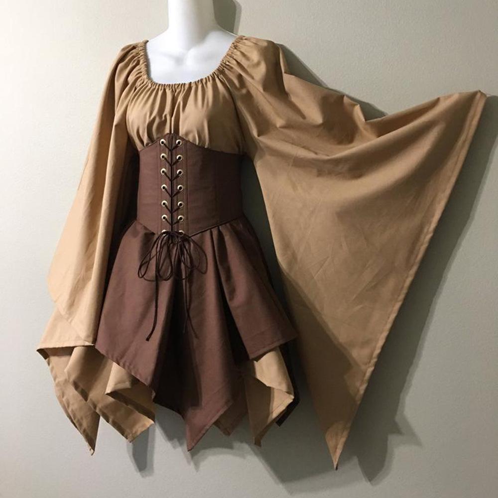 2024Wish Abito da Festa Rinascimentale Medievale da Donna a Maniche Lunghe Costume