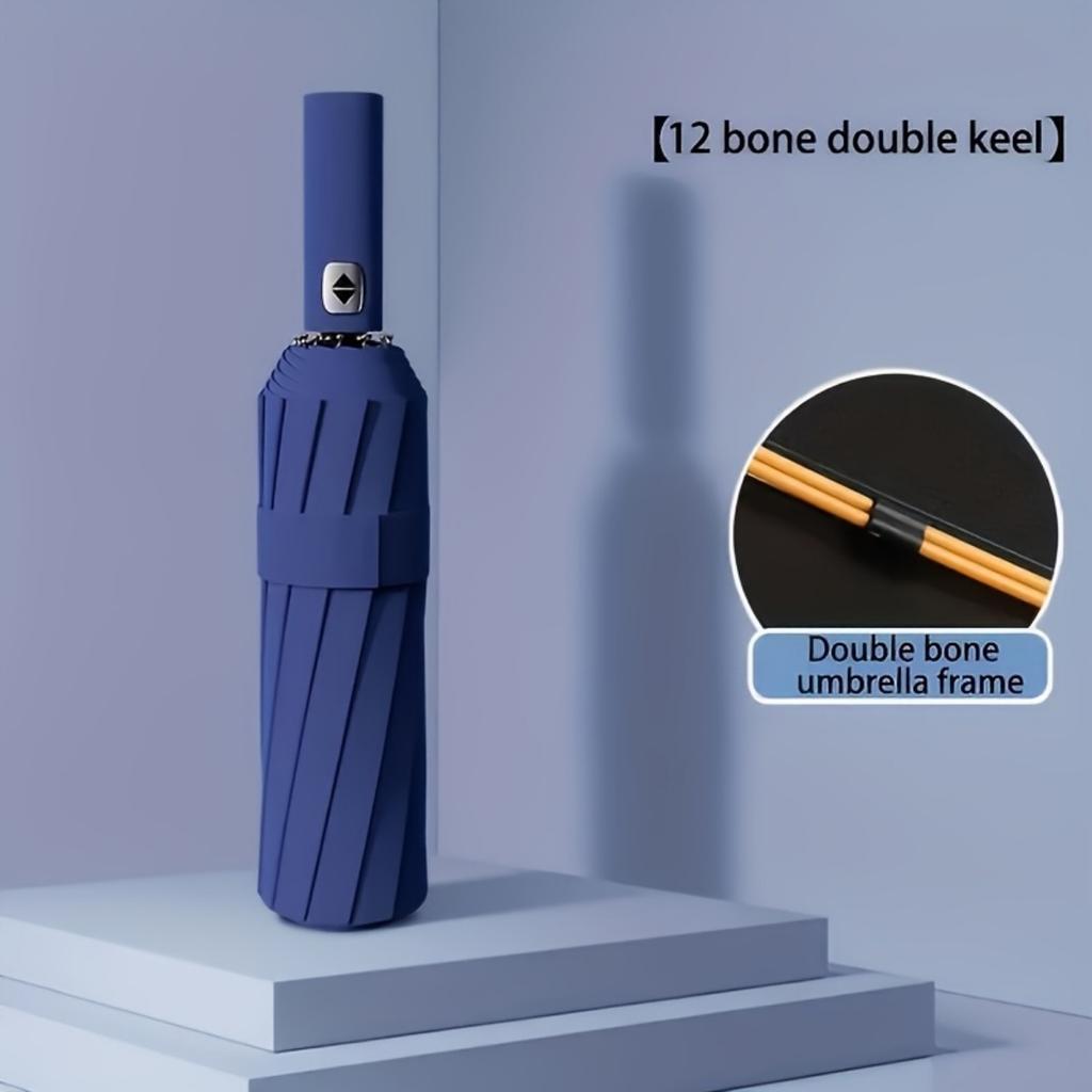 24 Keel Automatic Folding Umbrella - Large Size, Double Frame Design, Windproof and Sun Protection, Suitable for Two People To Use