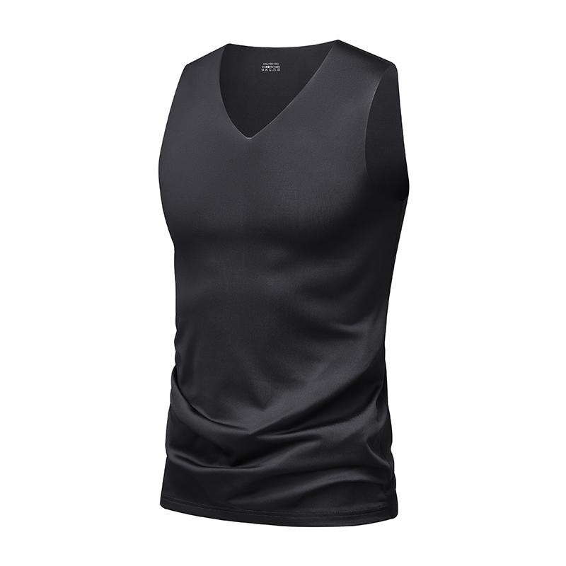 Summer Ice Silk Sports Vest Men s Thin Breathable Vest Men s Running Fitness Sleeveless T-shirt Men s Solid Color Vest 2XL