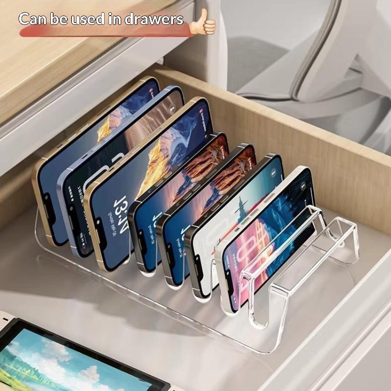 6/8 Cells Multi-Device Tablet, Electronic Storage Box, Desktop Phone Charging Storage Rack, Stand, Acrylic, Easy To Organize