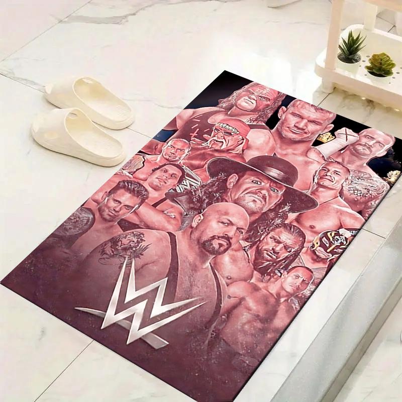 1Pc Wwe Superstars Collage Rug, Office Carpet Indoor Outdoor Doormat, Non-Slip, Comfortable, Living, Christmas Halloween,  Xmas Gift G18