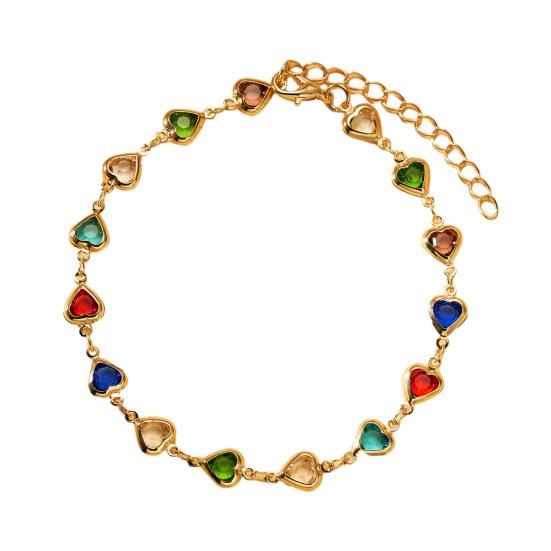 Cubic Zircon Heart Beaded Bracelet for Women Heart Chain Bracelet Bridal Wedding Party Jewelry Accessory