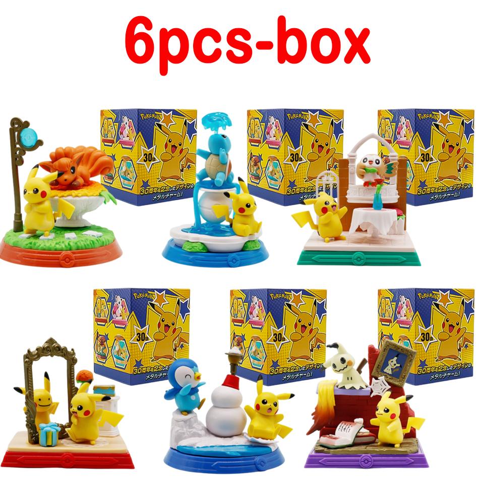 1-6pcs Pok É Mon Blind Box 30th Anniversary Commemorative Edition Pikachu Anime Models Desktop Decorations Pok É Mon Toys Gifts