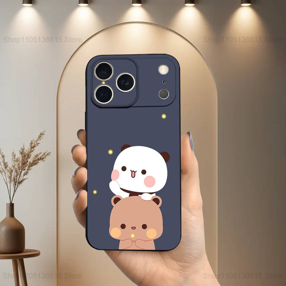 Cute B-BuBu D-DuDu Phone Case For iPhone 17,16,15,14,13,12,11,Plus,Pro Max,XS,X,XR,SE,Mini,8,7,Soft Silicone Black Cover