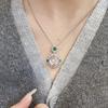 Neu im chinesischen Stil Natur Eis Chalcedon Runde Grüne Halskette Vintage Blumenanhänger Halskette Hochzeits Schmuck