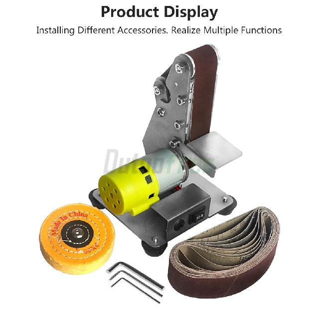 110V/220V Desktop Vertical Mini Electric Abrasive Belt Sandpaper Polishing Machine DIY Angle Grinder Sharpening Machine