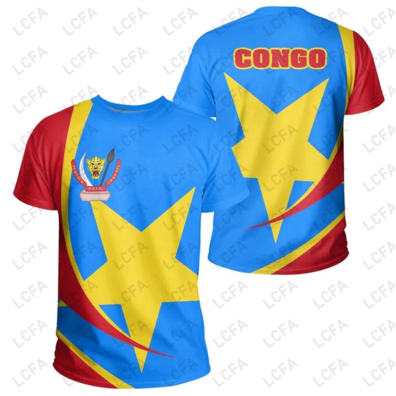 Democratische Republiek Congo Vlag Embleem T-shirt Mannen Vrouwen T-shirts Jersey Voetbal Voetbal Fans Cadeau Oversized