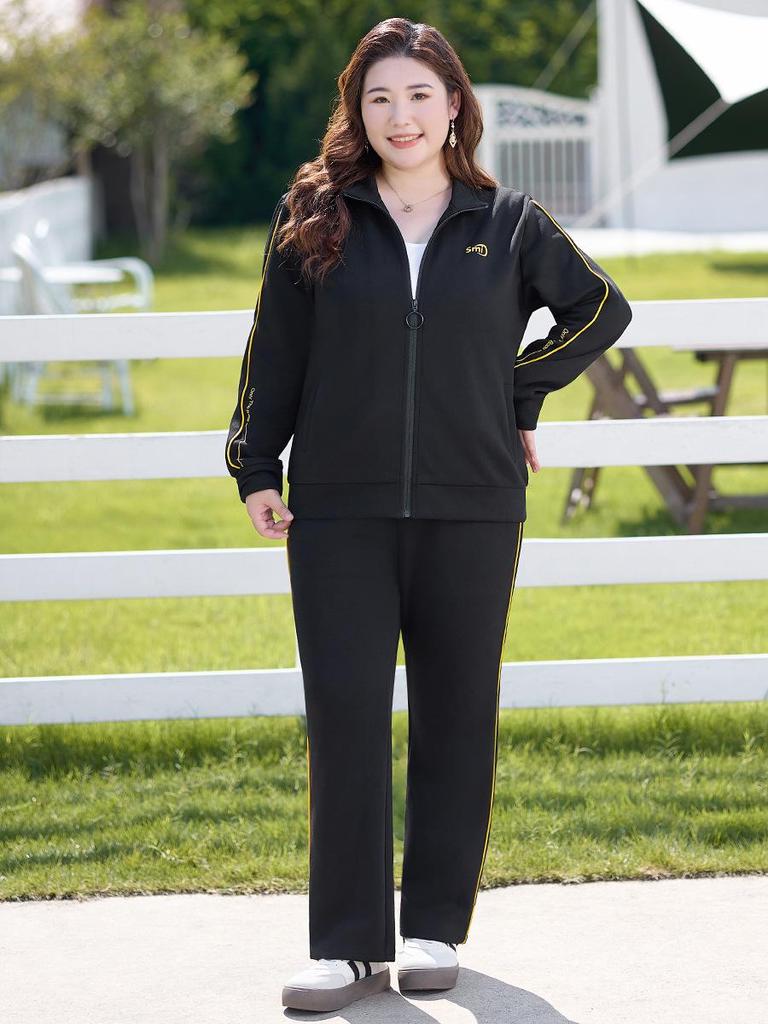 Middle-aged Women's Plus Size Casual Autumn Sportswear Set - 2025 New Two-Piece Sweatshirt Outfit