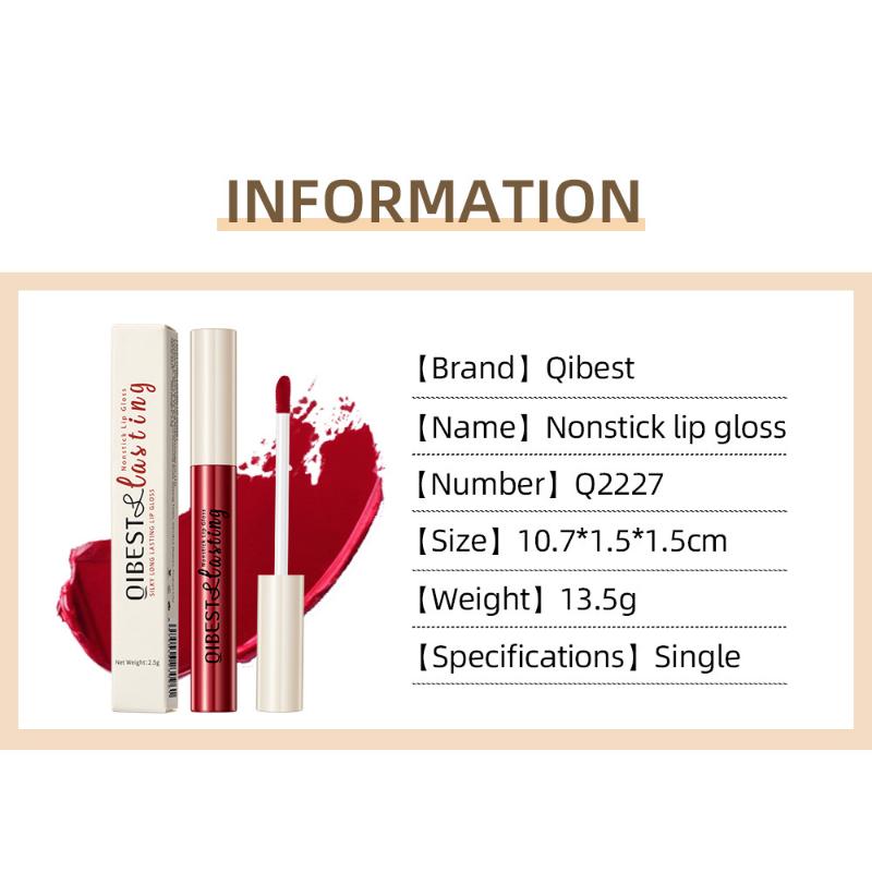 QiBest Non-Stick Lip Glaze Matte Matte Liquid Lipstick Non-Fading Lip Gloss