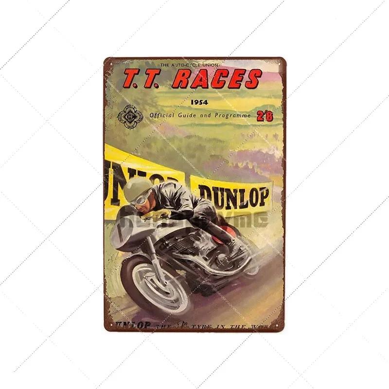 TT Isle Of Man Metal Poster Retro Vintage Tin Signs Motorcycle Races Plaque Wall Plate Pub Bar Garage Home Decor 20x30cm