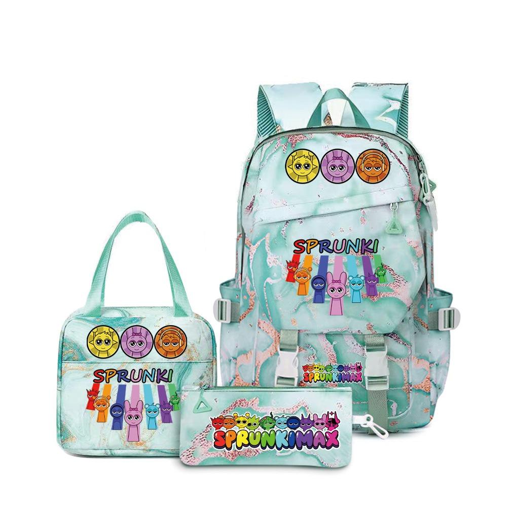 SprunkiPlush Rhythm Box School Bag Student Large Capacity Storage Backpack Backpack Three-piece Set L