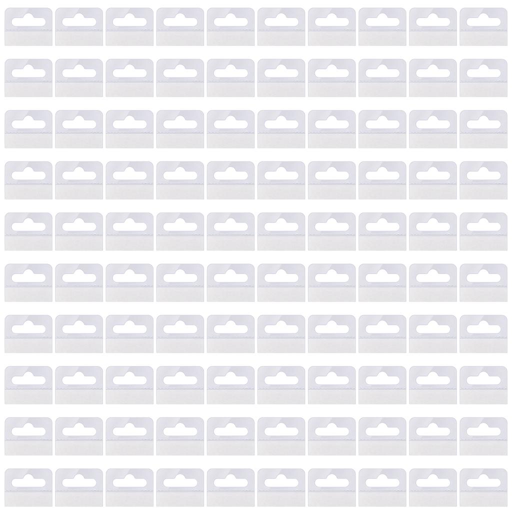 200pcs Clear Self Adhesive Slot Hole Hanging Tabs for Retail Display and Home Organization Waterproof Plastic Hooks