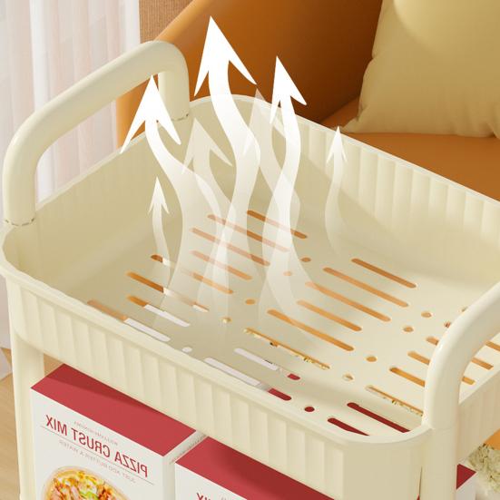Küchenwagen Lebensmittelgeeigneter Kunststoff 2/3/4-stöckiger Aufbewahrungswagen mit leisen Rädern Schlankes Design Snacks Apartment Aufbewahrungswagen Universalwagen