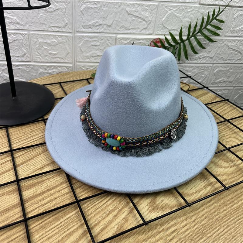 European and American new jazz hats men's and women's retro top hats woolen top hats ethnic style gentleman hats felt hats