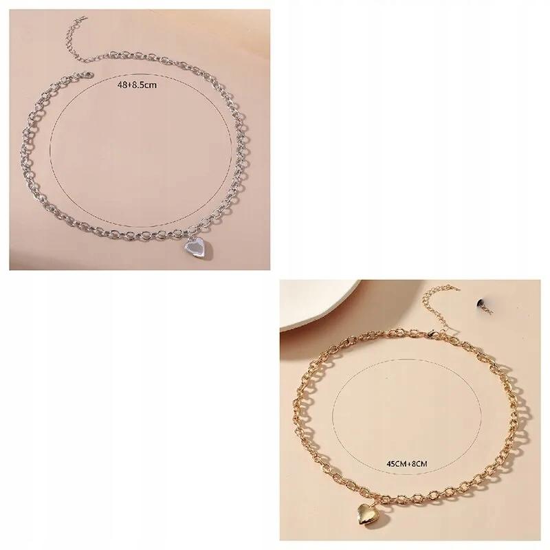 Beautiful Golden Heart Key Necklace Chain Fashionable Elegance And Chic 45 Cm