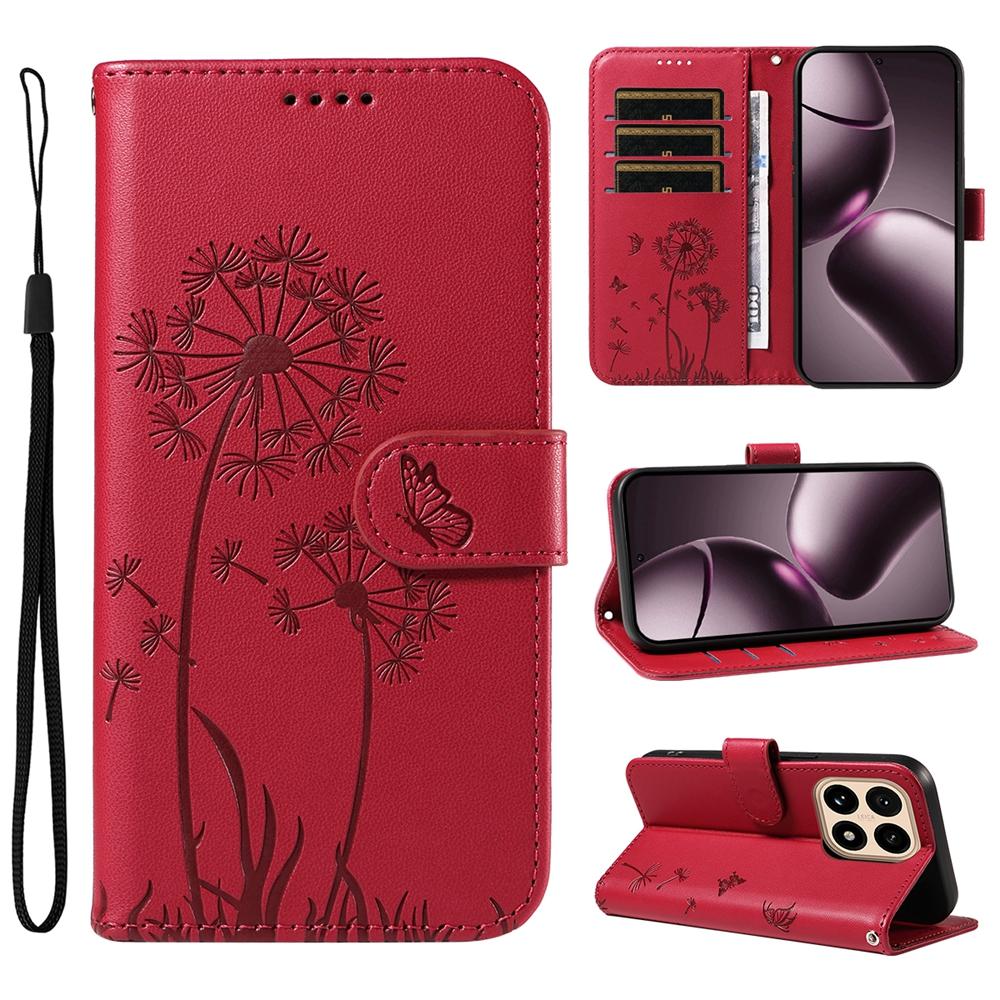 Embossed Dandelion Magnetic Flip Case for Xiaomi 17 17T 15T 15 14T 14 13T 13 12T 12 11T 11 Lite Pro Ultra Premium Leather Cover
