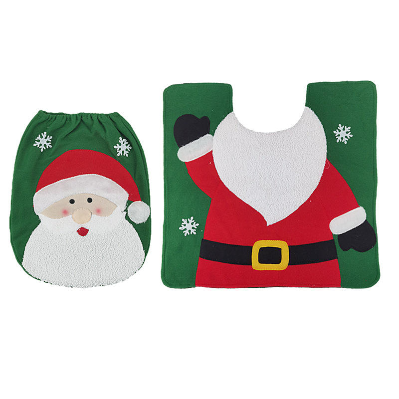 Creative Santa Claus Snowman Bathroom Toilet Seat Cover And Mat Xmas Supplies for Home New Year Decoration