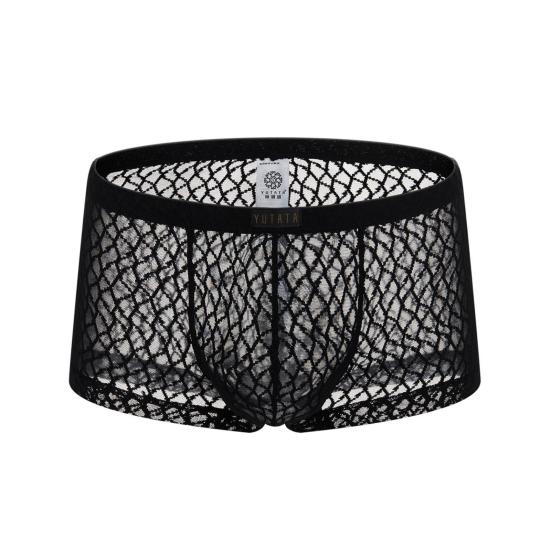 Men Summer Thin Underwear Low-rise Sexy Transparent Lace Shorts Panties Breathable Lightweight Elastic Comfortable Underwear