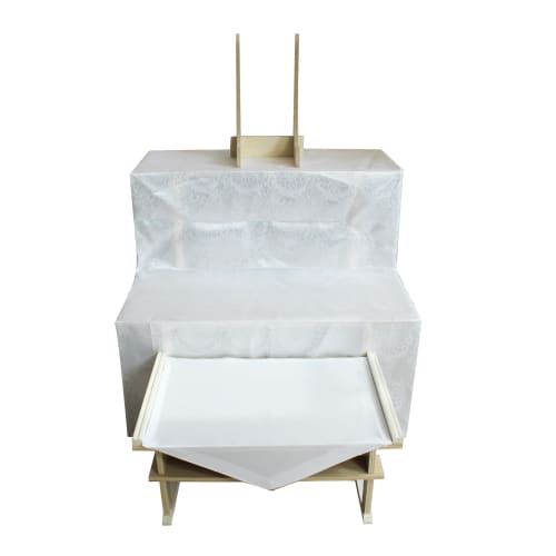 Shizuka-JP Sutra Desk, Paulownia Wood Style, Funeral Buddhist Altar, Pillow Desk, Offering Desk, 45cm Wide, for Bon Festival, Buddhist Memorial Servic