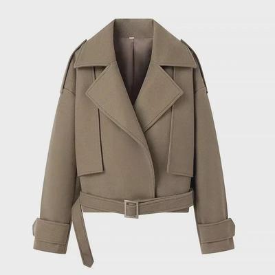 2024 Spring Women's Elegant Short Belted Wool Coat