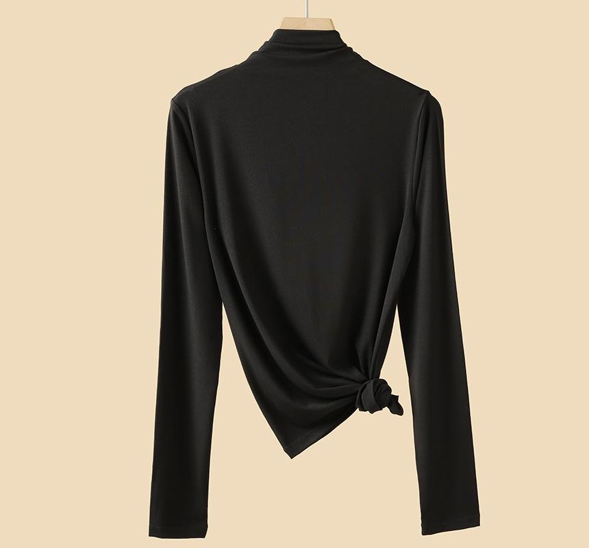 

Модал полуводолазка нижняя рубашка, женщины носят обтягивающую футболку с длинными рукавами весной и осенью, однотонный топ S чёрный