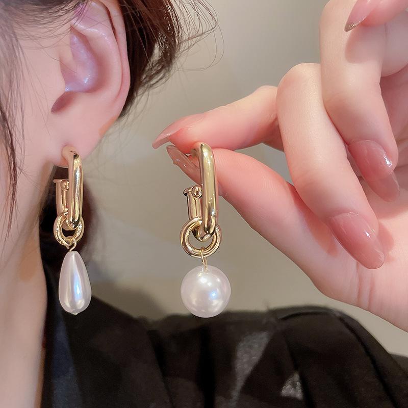 Drop Earrings Set Big Circle Piercings Earrings Jewelry for Women Imitation Pearl Hoop Cute Ear Buckle