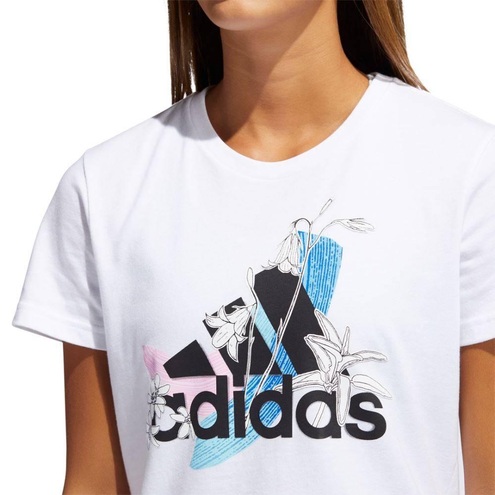 adidas Logo-Print Atmungsaktiv Rundhals Kurzarm T-Shirt Damen T-Shirts Weiß GN9151