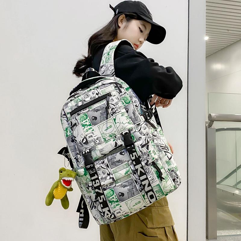 Student Skolesekk Herre Graffiti Trykk Ryggsekk Dame Stor Kapasitet Ryggsekk
