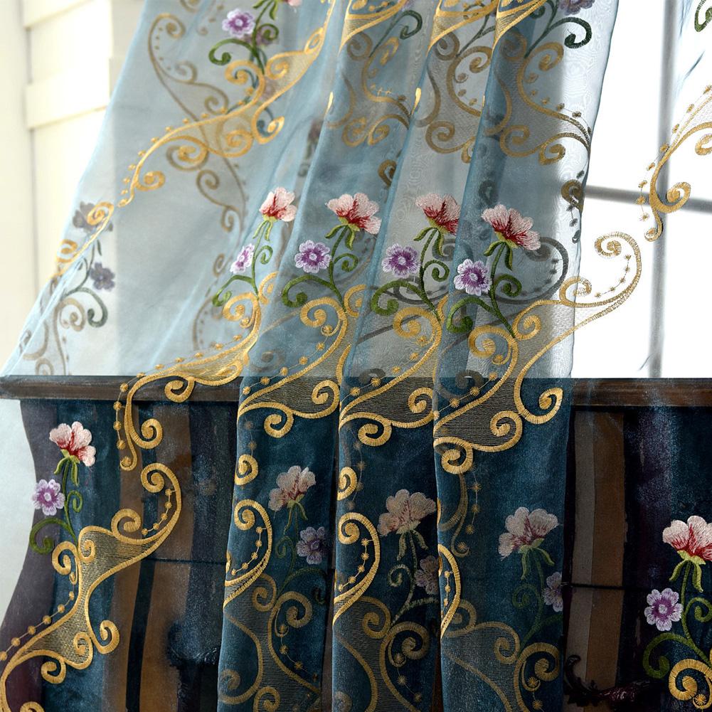 1 STÜCK Europäischer Vorhang aus besticktem Tüll, weiß, transparent, Gaze, Garn, Voile, Vorhänge, Fenstervorhang, Wohnzimmer, NAPEARL