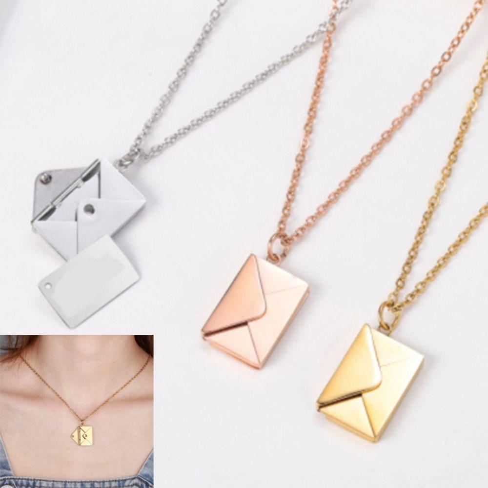 DIY Pendant Sweater Chain Heart Lovers Choker Necklace Simple Envelope Necklace  Couple