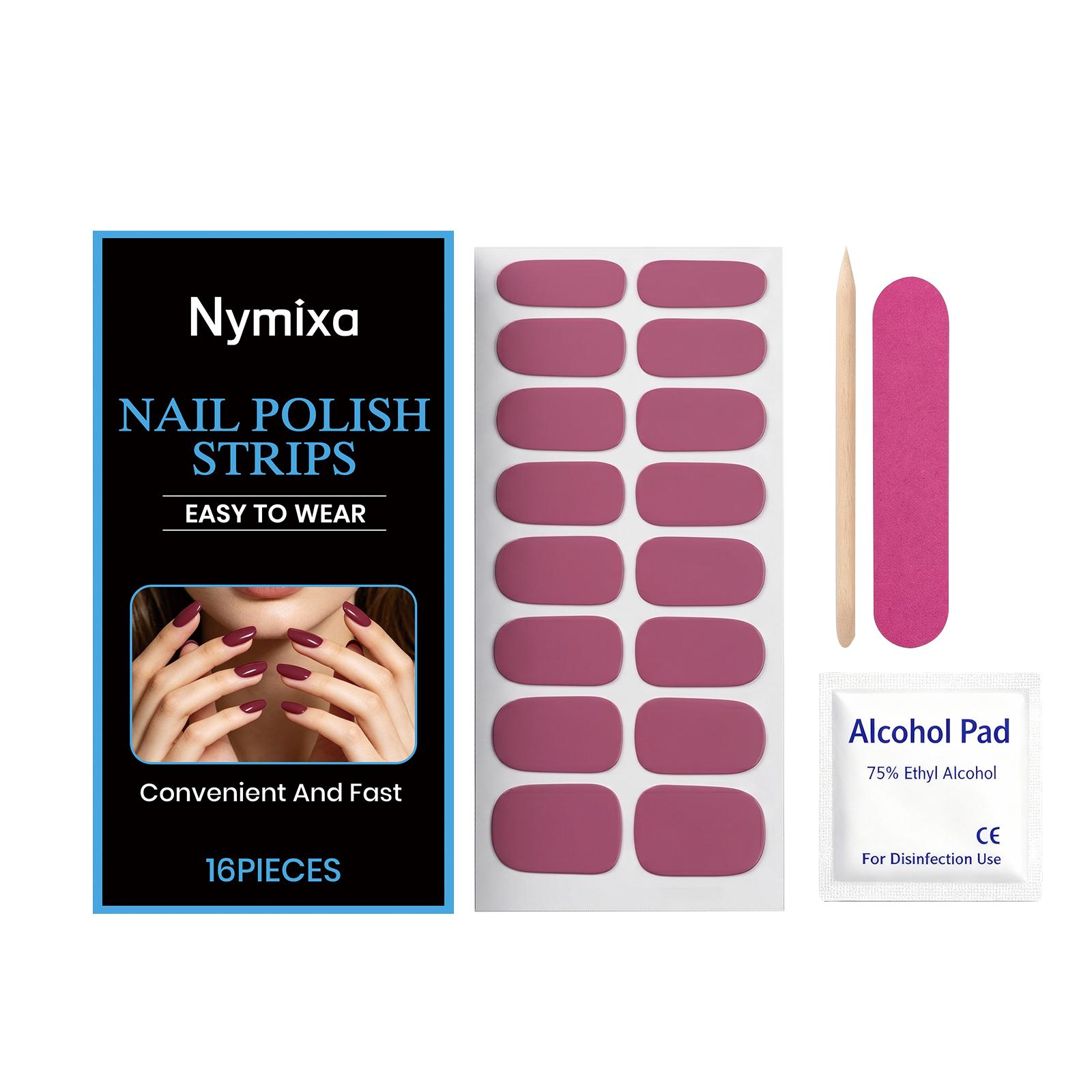 16Tips Semi Cured Gel Nail Stickers for UV Lamp Designer Adhesive Purple Nail Gel Wraps DIY Long-lasting Nail Decoration фиолетовый