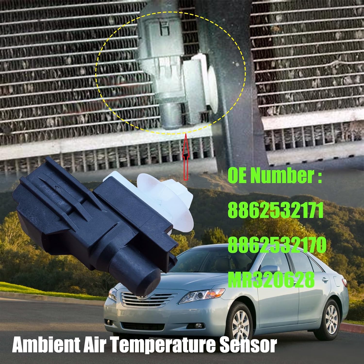 

AITKEN Ambient Air Temperature Sensor Compatible with Toyota Camry RAV4 Corolla Prius Subaru Mitsubishi Cadillac Scion Lexus Chrysler Suzuki Dodge