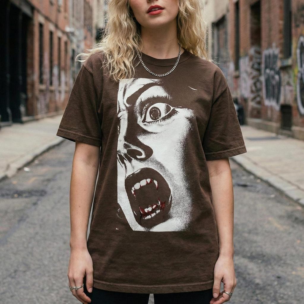 Vintage Vampire Shirt, 90s Horror Graphic Tee, Goth Grunge Distressed T Shirt