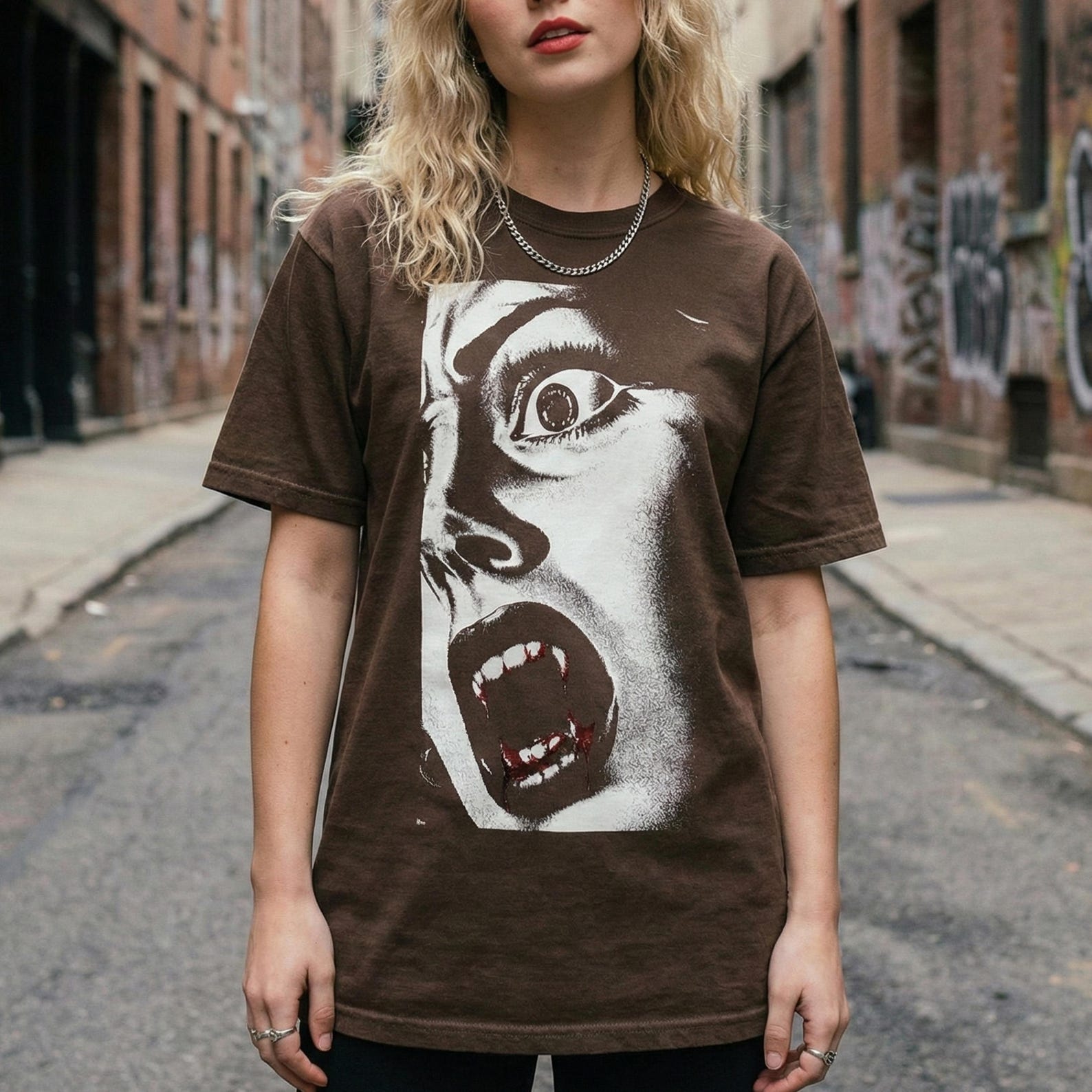 Vintage Vampire Shirt, 90s Horror Graphic Tee, Goth Grunge Distressed T Shirt 4XL