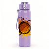 1PC Splashing Orange Basketball Graphic 750ml Color Plastic Sports Water Bottle Leakproof Flip Straw Lid For Sports Office Home Use