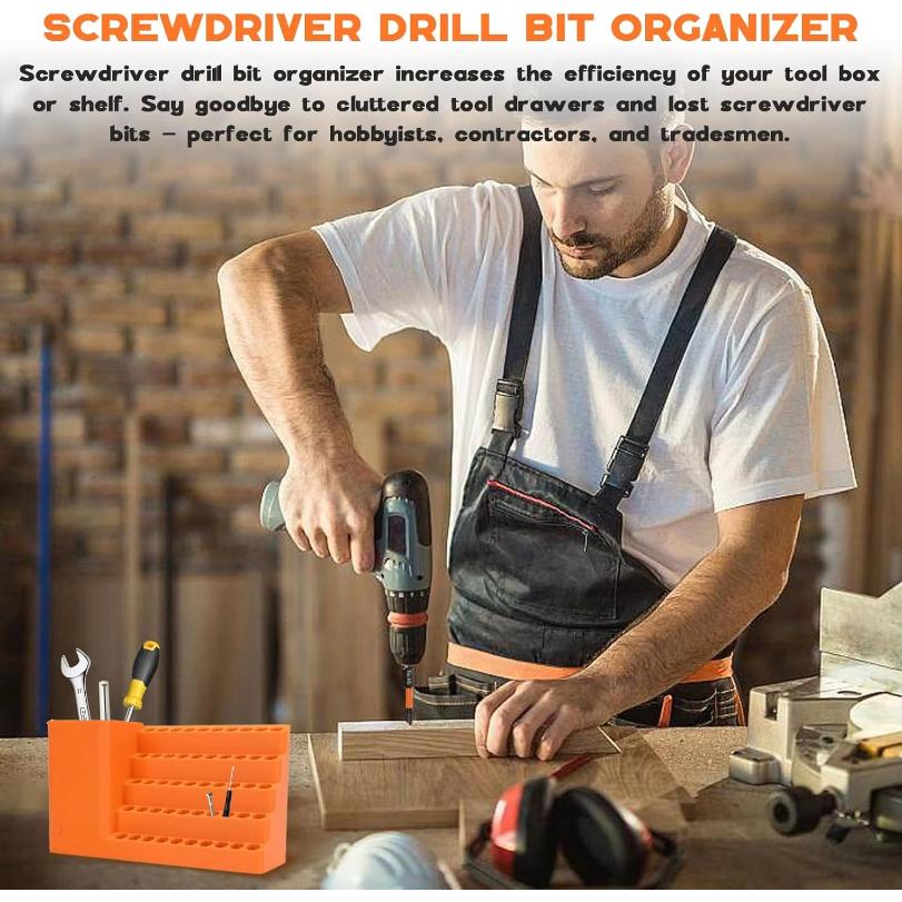 50-Hole Hex Screwdriver Bit Storage Box 1/4 Inch Impact Driver Bit Holder Organizer Durable Tool Box For DIY & Workshop