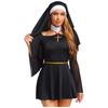 Damer Frekk Nonne Kostyme Halterneck Nettingermer Culotte-stil Kjole Hodeplagg Partykostyme