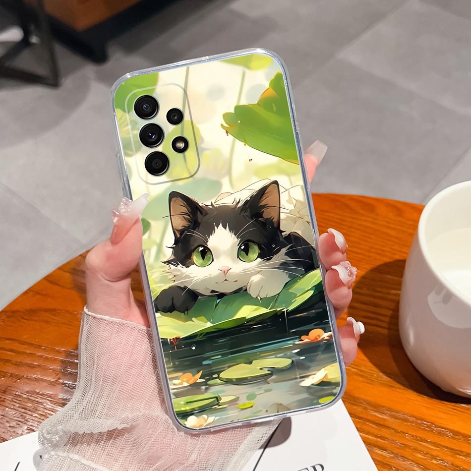 Flower Case For Samsung Galaxy A52 Phone Cover For Samsung A 52 Cases Soft Transparent Silicone Christmas Elk deer Back Covers