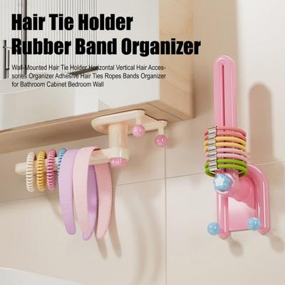Wandmontierter Haargummihalter Horizontal Vertikal Haarschmuck-Organizer Klebende Haargummis Seile Bänder Organizer für Badezimmerschrank Schlafzimmerwand